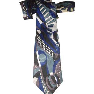 5/$25 Florenzi Blue Grey Silk Geometric Men's Tie